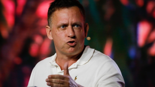 Peter Thiel, president and founder of Clarium Capital Management LLC, speaks during the Bitcoin 2022 conference in Miami, Florida, U.S., on Thursday, April 7, 2022. The Bitcoin 2022 four-day conference is touted by organizers as "the biggest Bitcoin event in the world."
