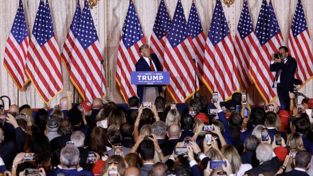 Former President Donald Trump announces his presidential candidacy at the Mar-a-Lago Club in Palm Beach, Florida, on Nov. 15.