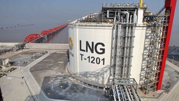 A liquified natural gas (LNG) container and pipes are pictured in the LNG terminal of China National Petroleum Corp. at Yangkou Port in Nantong city, Jiangsu province. China National Petroleum plans to double overseas production to 200 million tons a year, or 4 million barrels a day, by 2015.