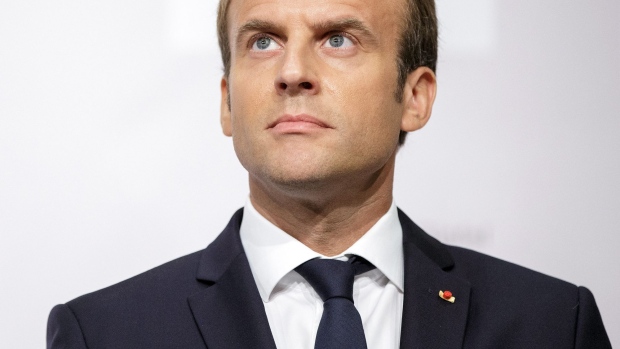Emmanuel Macron, France's president, looks on during a news conference in Salzburg, Austria, on Wednesday, Aug. 23, 2017. Macron kicks of a European Union diplomatic blitz Wednesday seeking nothing less than to reshape the blocs stance on subjects ranging from cheap labor to defense and border controls.