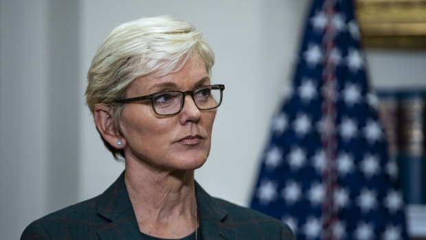 Jennifer Granholm, US energy secretary, listens as US President Joe Biden, not pictured, speaks in the Roosevelt Room of the White House in Washington, DC, U.S., on Wednesday, Oct. 19, 2022. The Biden administration plans to release 15 million barrels from US emergency reserves, and may consider significantly more this winter, in an effort to ease high gasoline prices that have become a liability for Democrats in next month's midterm elections. Photographer: Al Drago/Bloomberg