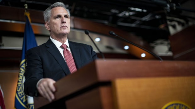 House Minority Leader Kevin McCarthy, a Republican from California, speaks during a news conference at the U.S. Capitol in Washington, D.C., U.S., on Friday, Dec. 3, 2021. The House and Senate on Thursday passed a stopgap spending bill to avert a U.S. government shutdown, sending the measure to President Biden for his signature.