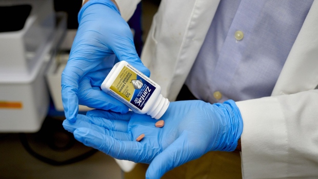 A researcher prepares to test a bottle of Zantac 150 at the Valisure LLC lab in New Haven, Connecticut, US on Wednesday, Sept. 7, 2022. In the course of just three years, Valisure's quest to hunt down cancer-causing chemicals in everyday products has impacted pharmaceuticals and consumer goods in markets worth an estimated $9 billion that touch the lives of tens of millions of Americans. Photographer: Gabby Jones/Bloomberg