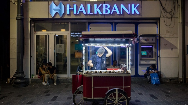A Turkiye Halk Bankasi AS bank branch in Istanbul. Photographer: Nicole Tung/Bloomberg