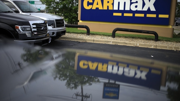 Vehicles at a CarMax dealership in Louisville, Kentucky, U.S., on Thursday, June 24, 2021. CarMax Inc, jumps 5.8% in premarket trading after it reported revenue for the first quarter that beat the average analyst estimate.