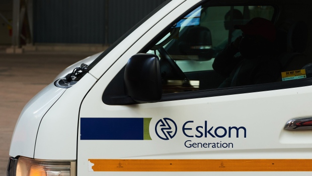 A branded vehicle during a media tour of the Eskom Holdings SOC Ltd. Medupi coal-fired power station in Lephalale, South Africa, on Thursday, May 19, 2022. South Africa’s Eskom is increasing power cuts to prevent a total collapse of the grid as issues grow from lack of imports to breakdowns at its coal-fired plants. Photographer: Waldo Swiegers/Bloomberg