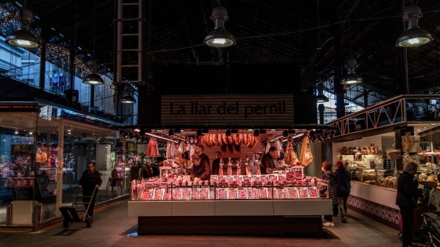La Boqueria market in Barcelona, on Dec. 16. Photographer: Angel Garcia/Bloomberg