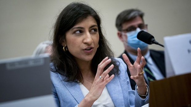 Lina Khan, chair of the Federal Trade Commission (FTC),speaks during a House Appropriation Subcommittee hearing in Washington, D.C., US, on Wednesday, May 18, 2022. The hearing is titled "Fiscal Year 2023 Budget Request for the Federal Trade Commission and the Securities and Exchange Commission."
