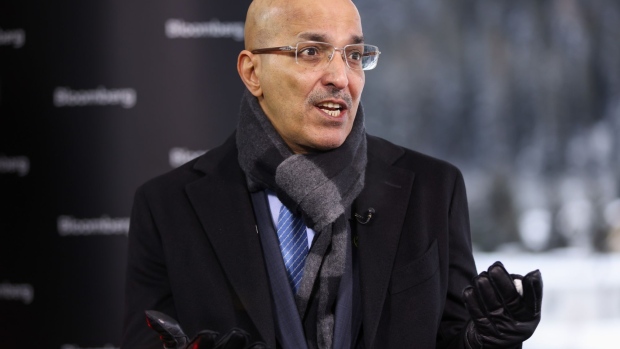Mohammed Al-Jadaan, Saudi Arabia's finance minister, during a Bloomberg Television interview on the opening day of the World Economic Forum (WEF) in Davos, Switzerland, on Tuesday, Jan. 17, 2023. The annual Davos gathering of political leaders, top executives and celebrities runs from January 16 to 20.
