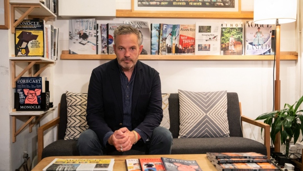 Tyler Brûlé, editorial director of Monocle magazine, poses for a photograph inside a Monocle store in the Wan Chai district of Hong Kong in 2019.