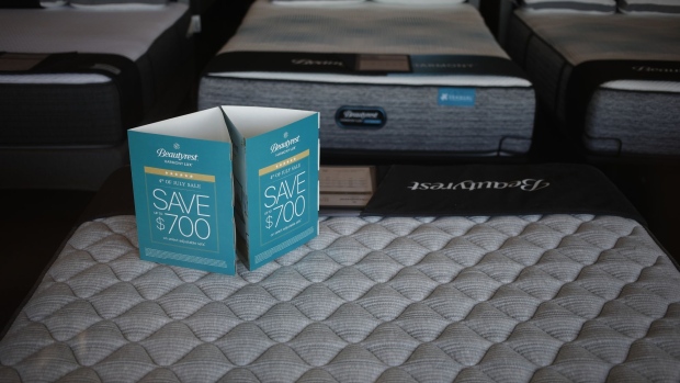 Beautyrest mattresses of Serta Simmons Bedding on display in Clarksville, Indiana, US.