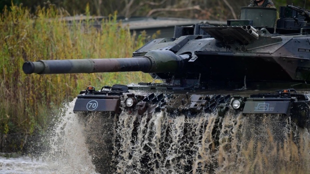 A German Leopard battle tank.