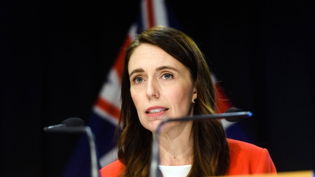 Jacinda Ardern, New Zealand's prime minister, speaks during a news conference in Wellington, New Zealand, on Wednesday, March 23, 2022. New Zealand will begin to phase out its remaining Covid-19 restrictions as the country's omicron outbreak shows signs of having peaked, Ardern said.