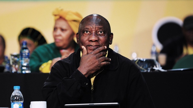 Cyril Ramaphosa, South Africa's president, on day three of the 55th national conference of the African National Congress party in Johannesburg, South Africa, on Sunday, Dec. 18, 2022. Former Health Minister Zweli Mkhize will compete with Cyril Ramaphosa to lead the African National Congress at a five-yearly elective conference that begins Friday.