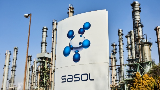 A sign in the octene and hexene solvents zone at Sasol Ltd.'s main plant which uses gasification to make fuel, in Secunda, Mpumalanga, South Africa, on Thursday, Aug. 18, 2022. Sasol is a global chemicals and energy company.