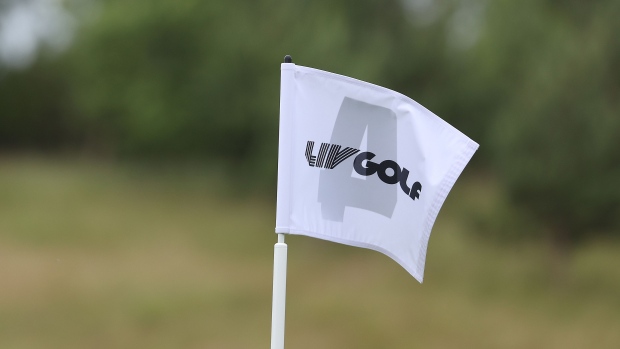 ST ALBANS, ENGLAND - JUNE 09: a general view of a pin flag during day one of the LIV Golf Invitational at The Centurion Club on June 09, 2022 in St Albans, England. (Photo by Matthew Lewis/Getty Images)
