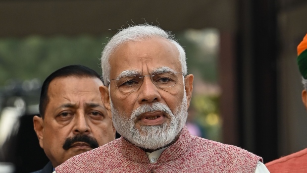 Narendra Modi, India's prime minister, addresses the media at the Parliament House in New Delhi, India, on Wednesday, on Dec. 7, 2022. India’s parliament begins its winter session that’s likely to conclude on Dec. 29. Photographer: Prakash Singh/Bloomberg
