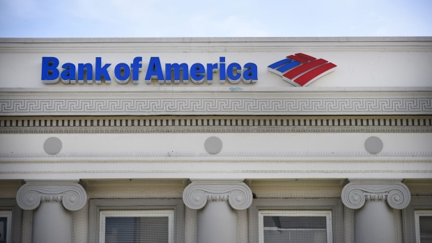 Signage is displayed outside a Bank of America Corp. branch in Alameda, California, U.S., on Monday, April 9, 2018. Bank of America Corp. is scheduled to release earnings figures on April 16.