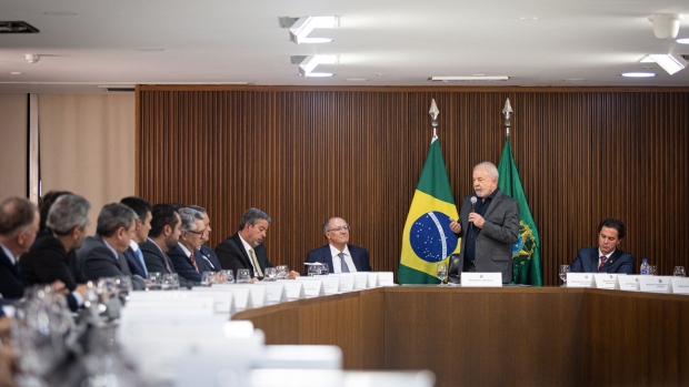 Luiz Inacio Lula da Silva, Brazil's president, during a meeting with governors in Brasilia, Brazil, on Monday, Jan. 9, 2023. Brazils capital was recovering early Monday from an insurrection by thousands of supporters of ex-President Jair Bolsonaro who stormed the countrys top government institutions, leaving a trail of destruction and testing the leadership of Luiz Inacio Lula da Silva just a week after he took office. Photographer: Arthur Menescal/Bloomberg