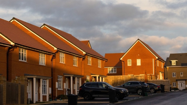 Completed houses at a Persimmon Plc residential property construction site in Harlow, UK, on Monday, Jan. 9, 2023. Persimmon’s fourth quarter sales and revenue update on Thursday, will be closely watched for any impact on selling prices in the final quarter of 2022. Photographer: Chris Ratcliffe/Bloomberg