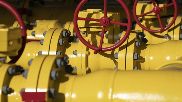 Pipework and valve wheels at a gas storage facility. Photographer: Bloomberg Creative Photos/Bloomberg Creative Collection