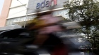 Signage of Adani Group in Mumbai, India, on Friday, Jan. 27, 2023. Shares of Adani Group’s companies have lost more than $30 billion in market value in less than two sessions, as a selloff sparked by US short seller Hindenburg Research’s scathing report deepened on Friday.