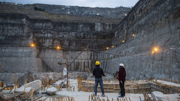 Workers at the NTPC Ltd. Tapovan Vishnugad hydropower plant project construction site in Chamoli district, Uttarakhand, India, on Friday, Feb. 9, 2022. Producing more of the world’s energy from hydropower will be crucial to keep global warming in check. Bloomberg
