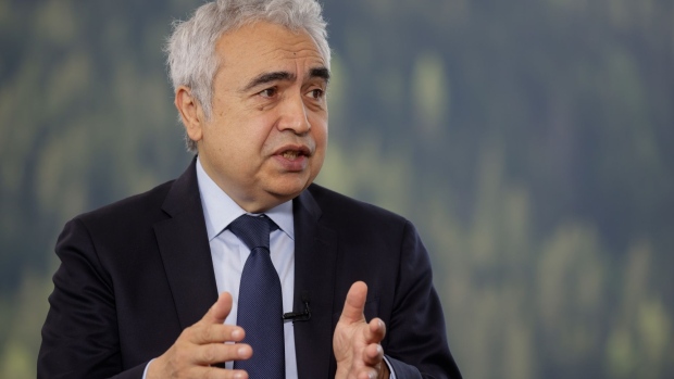 Fatih Birol, executive director of the International Energy Agency (IAE), during a Bloomberg Television interview on the opening day of the World Economic Forum (WEF) in Davos, Switzerland, on Monday, May 23, 2022. The annual Davos gathering of political leaders, top executives and celebrities runs from May 22 to 26.