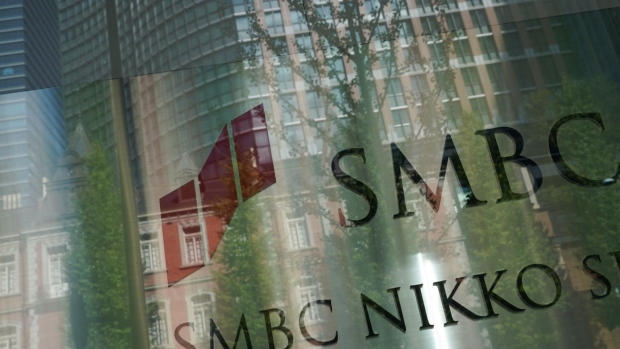 The logo of SMBC Nikko Securities Inc. Photographer: Toru Hanai/Bloomberg