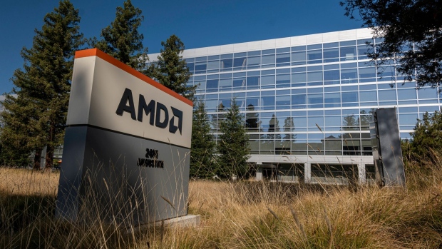 Advanced Micro Devices (AMD) headquarters in Santa Clara, California, U.S., on Thursday, Jan. 27, 2022. Advanced Micro Devices Inc. is scheduled to release earnings figures on February 1. Photographer: David Paul Morris/Bloomberg