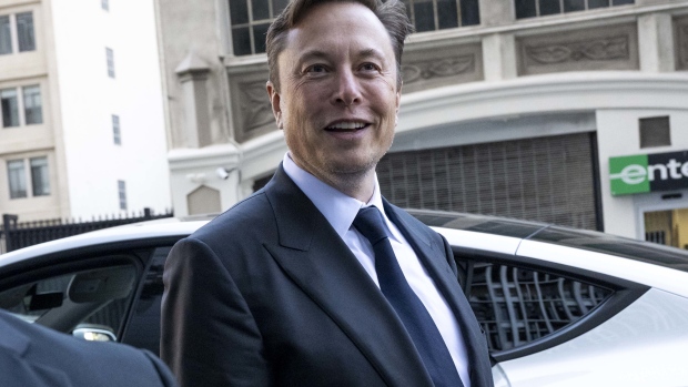 Elon Musk, chief executive officer of Tesla Inc., departs court in San Francisco, California, US, on Tuesday, Jan. 24, 2023.  Photographer: Marlena Sloss/Bloomberg