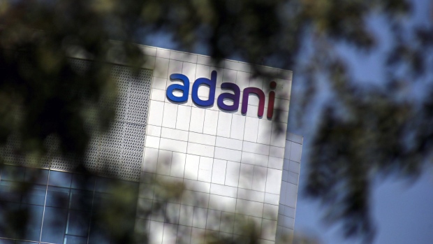 Signage atop the Adani Group headquarters in Ahmedabad, India. Photographer: Dhiraj Singh/Bloomberg