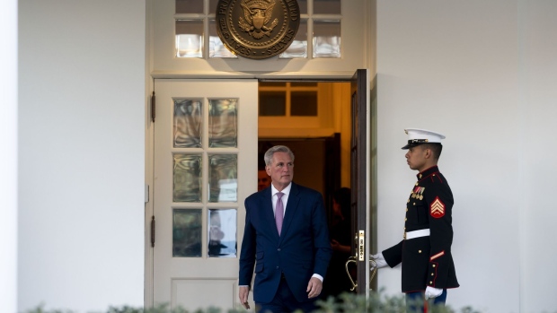 US House Speaker Kevin McCarthy, a Republican from California, exits the West Wing before speaking to members of the media after a meeting with US President Joe Biden at the White House in Washington, DC, US, on Wednesday, Feb. 1, 2023. McCarthy ahead of the meeting said he has "a lot of ideas he plans to share with Biden on how to avert a market-rattling payments default, but congressional Republicans don't yet have a firm proposal to offer the administration.
