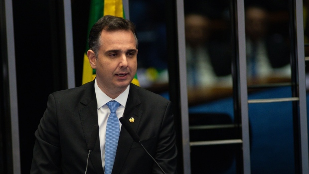 Rodrigo Pacheco, Brazil’s senate president, speaks during the Lower House leadership election vote at the National Congress in Brasilia, Brazil, on Wednesday, Feb. 1, 2023.