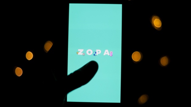 The Zopa Ltd. app page on a mobile phone arranged in London, U.K., on Friday, Jan. 28, 2022. Zopa tapped Monzo executive Graham Robinson to oversee its credit risk as the peer-to-peer lender continues to lay the ground for a potential initial public offering late next year. Photographer: Hollie Adams/Bloomberg