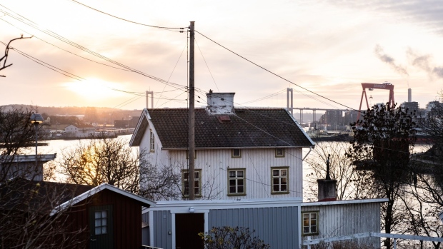 A detached house in the Slottsberget district, with a view of the port in Gothenburg, Sweden, on Tuesday, Dec. 6, 2022. Home prices in Sweden, one of the countries hardest hit by the global housing slump, have dropped by nearly 15%, suggesting that estimates by most forecasters -- including the Riksbank and state-owned mortgage lender SBAB -- may be too conservative. Photographer: Nora Lorek/Bloomberg