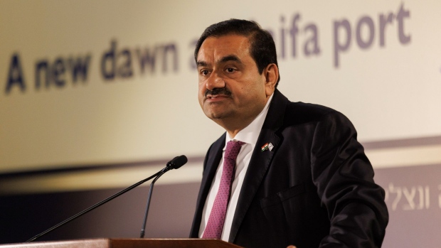 Gautam Adani, billionaire and chairman of Adani Group, speaks during an event at the Port of Haifa in Haifa, Israel, on Tuesday, Jan. 31, 2023. Adani, the Indian billionaire whose business empire was rocked by allegations of fraud by short seller Hindenburg Research, said his company will make more investments in Israel.