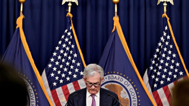 Jerome Powell during a news conference following a Federal Open Market Committee meeting in Washington on Feb. 1.