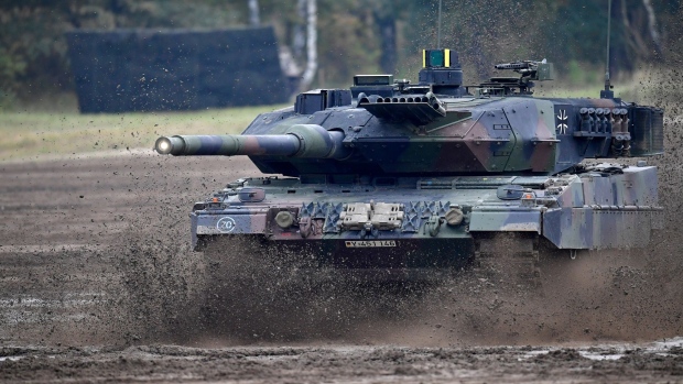 BERGEN, GERMANY - OCTOBER 14: The Leopard 2A7 main battle tank of the German Armed Forces participates in the "Land Operations" military exercises during a media day at the Bundeswehr training grounds on October 14, 2016 near Bergen, Germany. The exercises are taking place from October 4-14. Nations across Europe having been strengthening their joint military capabilities and cooperation in recent years as a response to growing Russian military assertion that has included intervention in Ukraine and military flights into European airspace as well as the recent stationing of Iskander nuclear-capable missiles in Kaliningrad. (Photo by Alexander Koerner/Getty Images)