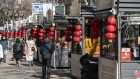 Covid testing booths repurposed as food stalls in Suzhou. Photographer: Qilai Shen/Bloomberg