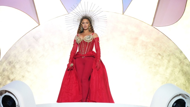 Beyoncé performs on stage headlining the Grand Reveal of Dubai's newest luxury hotel, Atlantis The Royal on Jan. 21, 2023. Photographer: Kevin Mazur/Getty Images Europe