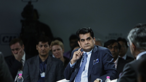 Amitabh Kant, chief executive officer of National Institution for Transforming India (NITI Aayog), attends the World Economic Forum (WEF) India Economic Summit in New Delhi, India, on Friday, Oct. 7, 2016. The summit concludes today. Photographer: Anindito Mukherjee/Bloomberg
