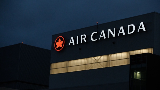 Air Canada signage on the side of a building at Toronto Pearson International Airport (YYZ) in Toronto.