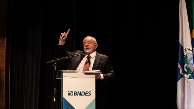 Luiz Inacio Lula da Silva speaks during the swearing-in ceremony of the new head of Brazil’s development bank BNDES on Feb. 6