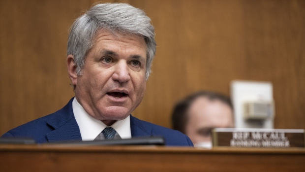 Representative Michael McCaul, a Republican from Texas and ranking member of the House Foreign Affairs Committee, speaks during a hearing in Washington, D.C., U.S., on Wednesday, March 10, 2021. The Biden administration is considering withdrawing all troops from Afghanistan by May 1 as it leans on President Ashraf Ghani to accelerate peace talks with the Taliban, including by supporting a proposal for six-nation discussions that include Iran.