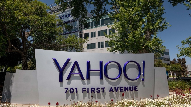 Signage in front of Oath Inc. Yahoo! headquarters in Sunnyvale, California, U.S., on Wednesday, April 21, 2021. Silicon Valley has the lowest office vacancy rate in the U.S., even as technology companies embrace remote work.