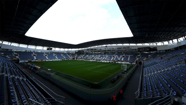 GENT, BELGIUM - OCTOBER 24: A general view inside the stadium prior to the UEFA Europa League group I match between KAA Gent and VfL Wolfsburg at Ghelamco Arena on October 24, 2019 in Gent, Belgium. (Photo by Dean Mouhtaropoulos/Getty Images)