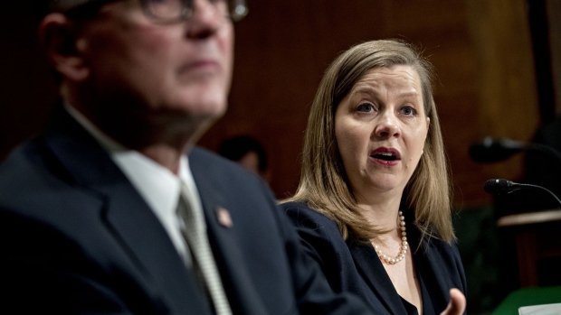 Michelle Bowman, governor of the U.S. Federal Reserve nominee for U.S. President Donald Trump, speaks during a Senate Banking Committee confirmation hearing in Washington, D.C., U.S., on Tuesday, May 15, 2018. Bowman, a Kansas state bank commissioner, has been nominated to fill a seat at the Fed Board in Washington reserved for a person with community bank experience.