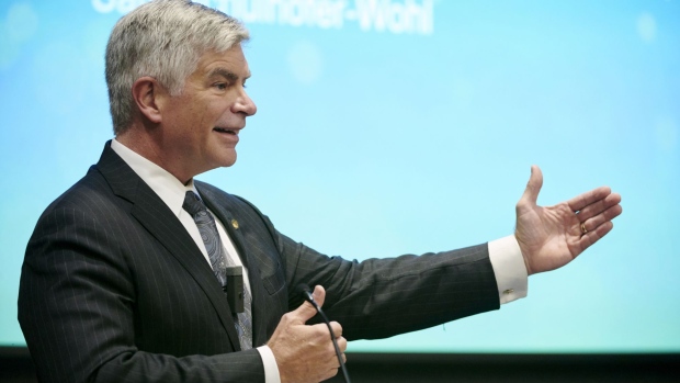 Patrick Harker, president of the Federal Reserve Bank of Philadelphia, speaks during the the Federal Reserve Bank of Atlanta & Dallas Technology Conference in Dallas, Texas, U.S., on Thursday, May 24, 2018. The title of the conference is 'Technology-Enabled Disruption: Implications for Business, Labor Markets and Monetary Policy.' Technology-enabled disruption refers to workers increasing being replaced by technology.