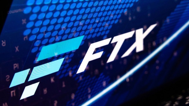 The FTX Cryptocurrency Derivatives Exchange logo on a laptop screen arranged in Riga, Latvia, Nov. 24, 2022. Photographer: Andrey Rudakov/Bloomberg